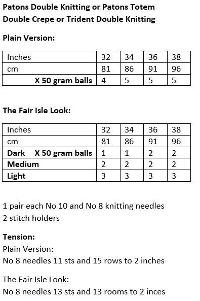 Patons 2180 - No Sleeve Skinny Slipovers - materials