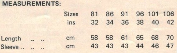 Cleckheaton 158 His & Hers Aran Sweaters - measurements