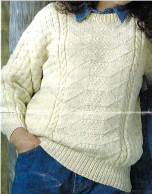 Crew or V Neck Textured Sweater with Dropped Shoulders - Image 2