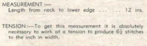 Patons 265 - Lady's Cloak Vena - Measurements