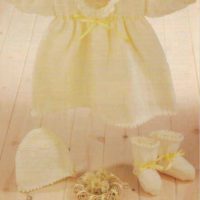 Robin 14996 - Baby's Dress, Bonnet & Bootees