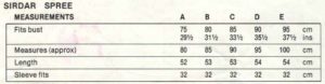 Sirdar 7370 - Lady's Jumper - Measurements