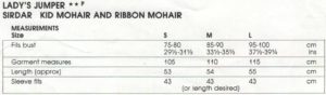 Sirdar 7554 - Lady's Jumper - Measurements