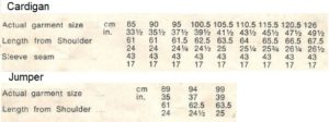 Villawool L439 - Lady's Vest & Jacket - Measurements