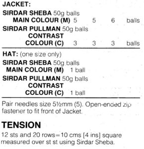 Sirdar 108-34 Jacket and Hat materials