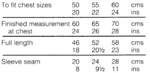 Sirdar 108-37 Duffle Coat measurements