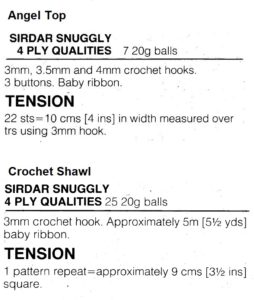 Sirdar 108-40 41 Crochet Angel Top and Crochet Shawl materials