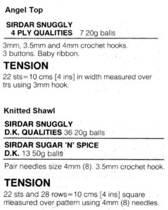 Sirdar 108-40 41 Crochet Angel Top and Knitted Shawl materials