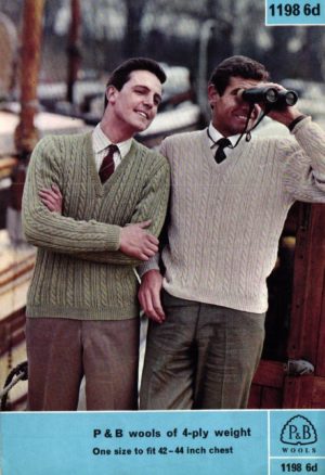 P&B Wools 1198 - Man's rib and cable jumper