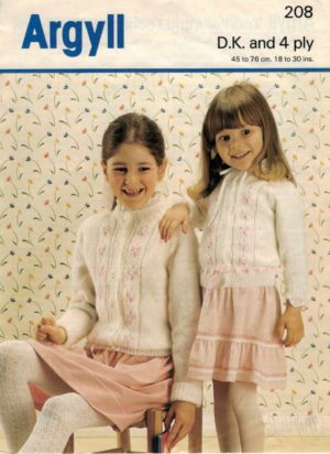 Girls Cardigan knitted in Argyll DK or 4 ply