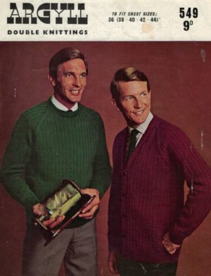 Man's Sweater and Cardigan knitted in Argyll double knitting