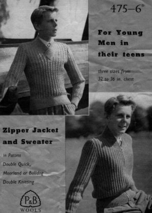 P&B Wools 475 - Zipper jacket and sweater for young men in their teens