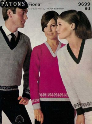 Patons 9699 - Sweater with Fair Isle border