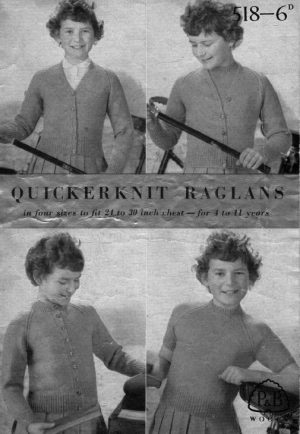 P&B Wools 518 - Girls Quickerknit Raglans