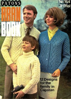Patons Aran Book No 154 - 12 Designs for the family in Capstan
