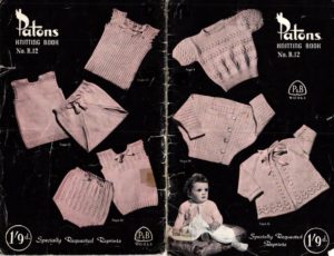 Patons Knitting Book No. R.12 - Baby Cardigan, Vest, Knickers, Frock and Shawl