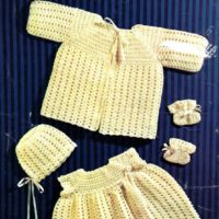 Cleckheaton 5 - Trio Knits - Coat, Dress, Bonnet and Bootees