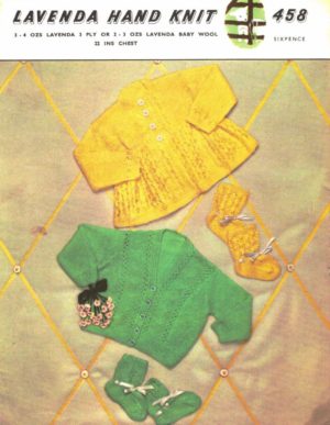 Lavenda Hand Knit 458 - Matinee Coats with matching bootees