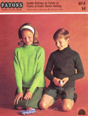Patons 9414 - Chld's polo or Crew neck jumper