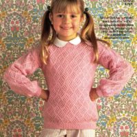 Pingouin 8103 - Girl's lacy round neck sweater