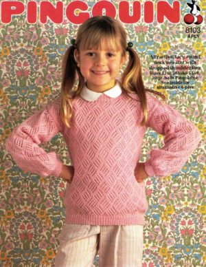 Pingouin 8103 - Girl's lacy round neck sweater