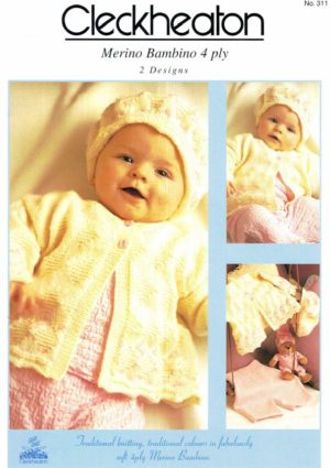 Cleckheaton 311 - Baby's Cardigan, Hat, Jumper and Trousers