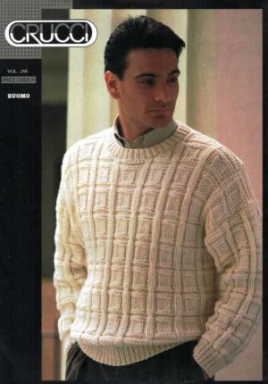 Crucci 248 - Crew Neck Sweater with Stocking Stitch Squares