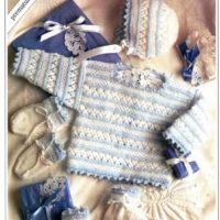 Peter Pan P769 - Angel Top, Bonnet, Bootees and Mittens for a premature baby