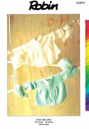 Robin 15207C - Matinee Coat Bonnet and Bootees