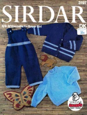 Sirdar 3197 - Baby's Sweater, Cardigan, or Cat Suit