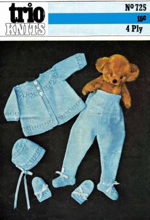 Trio Knits 725 - Leggings, Jacket, Bonnet and Mitts