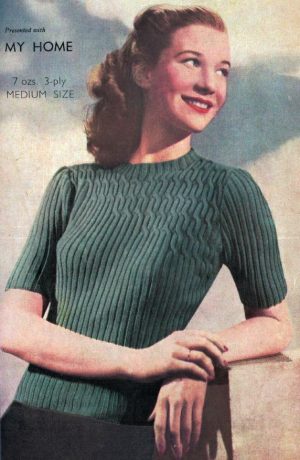 1940s Jumper with slanting yoke in cable-stitch from My Home