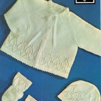 Spinning Wheel 553 - Matinee Jacket, Helmet and Mittens for 3-9 months