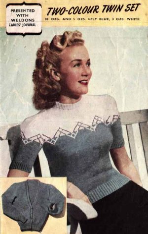 Two Colour Twin Set from Weldons Ladies' Journal