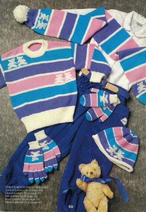 Patons 820 - Family Coordinates - Childs bears and stripes set