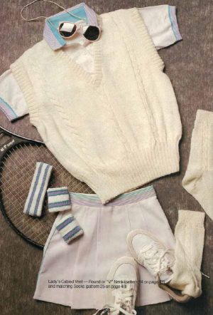 Patons 820 - Family Coordinates - Ladys cabled vest and matching socks