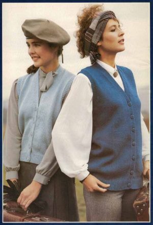 Patons Classic Collection No 53 - 6 and 7 ladys classic buttons ves and longer line buttoned vest