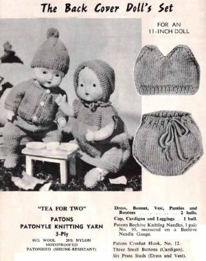 Patons C13 - Dolls Clothes - Tea for Two for 11 inch Doll