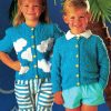 Cleckheaton 665 - Toddlers in Oasis 3 - back cover - 4 Toddlers long or short sleeve cardigan with or without clouds