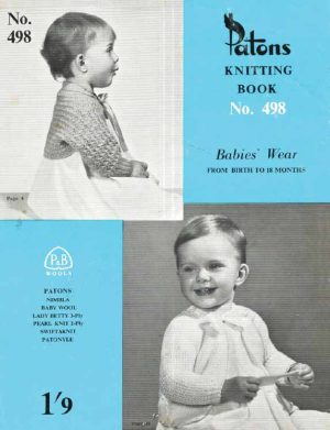 Patons 498 - Babies Wear from birth to 6 months - back cover