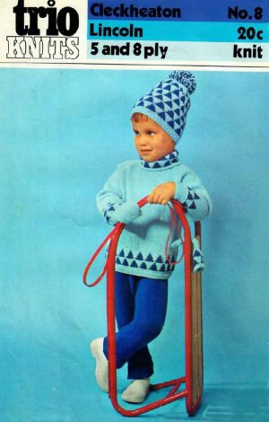 Trio Knits 8 - pants hat mittens jumper - product image - front cover