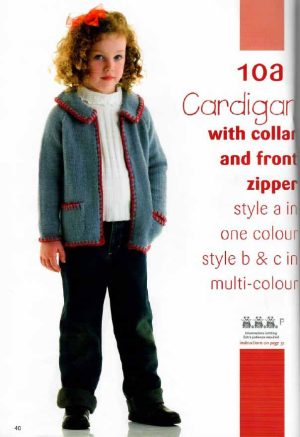 Panda 204 - 11 handknits for kids - 10a Cardigan with collar and front zipper