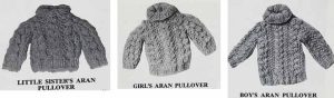 Knit a wardrobe of Sweaters for your favorite doll - aran pullover