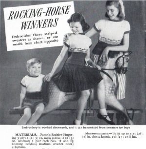 Woman - knitting for the family - rocking horse winners