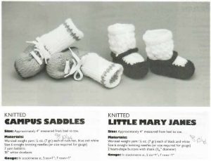 American school of needlework 1049 - booties - campus saddles and little mary janes