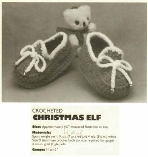 American school of needlework 1049 - booties - christmas elf