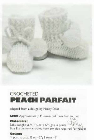 American school of needlework 1049 - booties - peach parfait