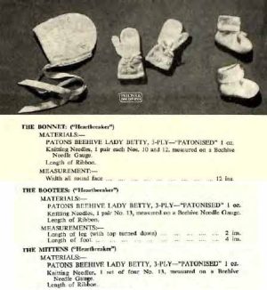 Patons R6 - your favourite reprints - heartbreaker bonnet bootees mittens
