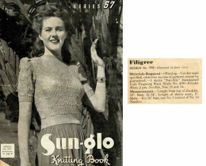 Sun-glo 57 Knitting Book - back cover - filigree