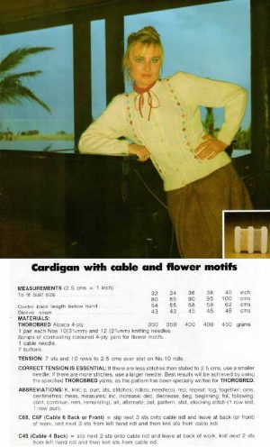 Thorobred Naturally - cardigan with cable and flower motifs